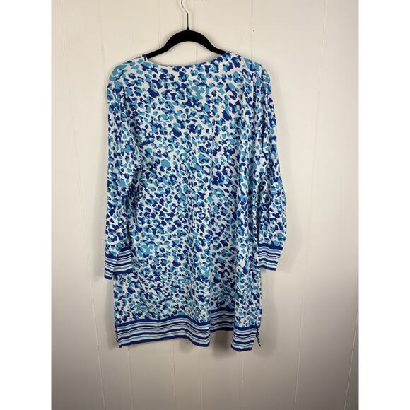 Coolibar Womens Oceanside Midi Dress XL Shift UPF 50+ Blue Geometric Print - Picture 6 of 8